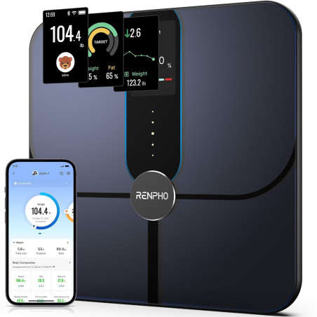 cantar smart digital renpho r-a031 body composition, wifi, bluetooth, greutate, bmi, grasime corporala, muschi, oase, apple heal