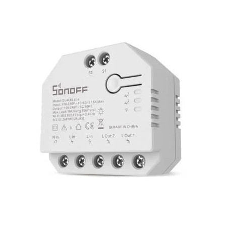 comutator releu inteligent, sonoff, dual r3 lite wifi, alb - fara masurare energie
