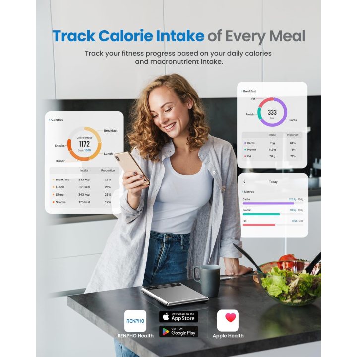 cantar smart digital nutritional de bucatarie renpho calibra 1 ,   bluetooth, calorii, dieta si fitness