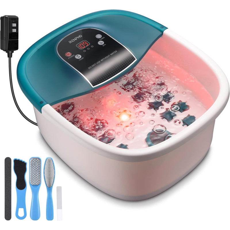 aparat de hidromasaj picioare renpho x002, masaj shiatsu, masaj cu apa, 22 role, caldura, bule, vibratii, control temperatura, s