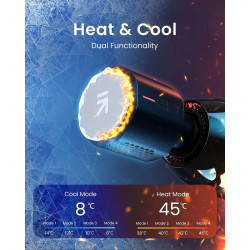 aparat de masaj gun renpho thermacool power+, incalzire si racire, 6 capete, 5 viteze, control din telefon bluetooth
