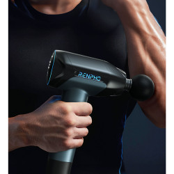 aparat de masaj profesional gun renpho reach 2, incalzire si racire, 6 capete, 5 viteze, control touch temperatura, brat de exte