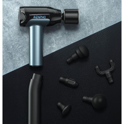 aparat de masaj profesional gun renpho reach 2, incalzire si racire, 6 capete, 5 viteze, control touch temperatura, brat de exte