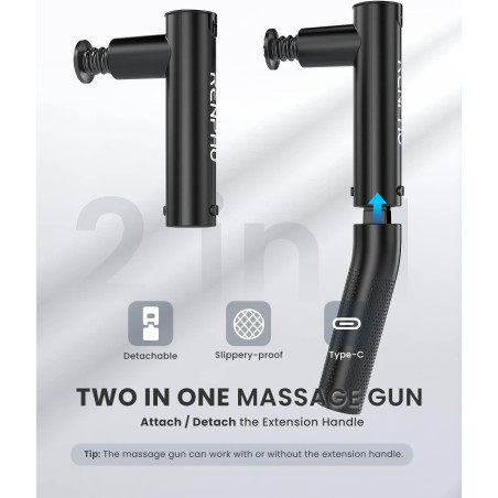 aparat de masaj gun renpho extend c004, 4capete, 4 viteze, brat de extensie