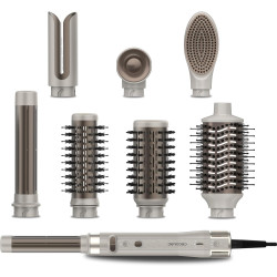 set perie rotativa cu 8 capete cecotec ceramiccare 8in1 airglam gyro, multistyler, ondulator, 1500w, perie pentru indreptat paru