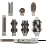 set perie rotativa cu 8 capete cecotec ceramiccare 8in1 airglam gyro, multistyler, ondulator, 1500w, perie pentru indreptat paru