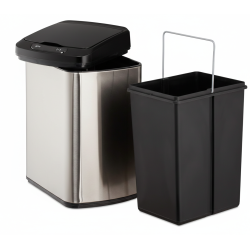 cos de gunoi cu senzor automat rovotec sd-804, inox, 12l, deschidere cu senzor sau touch