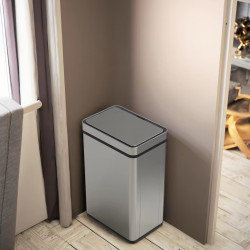 cos de gunoi cu senzor automat rovotec sd-807, inox, 50l, filtru carbon, deschidere cu senzor sau touch, inel sac de gunoi
