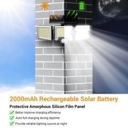 lampa solara de perete mustwin ut88268, 2500lm, led, 216 leduri, telecomanda,  3 moduri, senzor de miscare