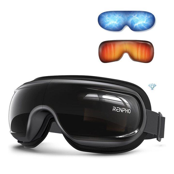 aparat de masaj ochi renpho eyeris 3, vibratii, compresie aer, functie incalzire, bluetooth, muzica, pliabil, relaxare ochi, red