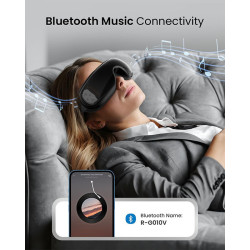 aparat de masaj ochi renpho eyeris 3, vibratii, compresie aer, functie incalzire, bluetooth, muzica, pliabil, relaxare ochi, red