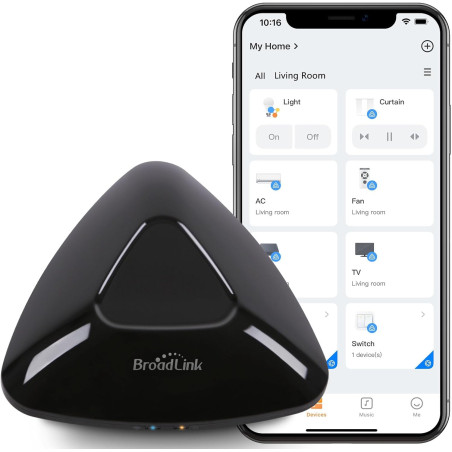 telecomanda universala inteligenta broadlink rm max, wi-fi, ble, ir rf, compatibil cu google home, alexa