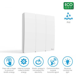 intrerupator wifi kinetic rovo 305-3ch-w, 3 canale, ip67, rf 433mhz, cu revenire