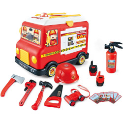 set masina de pompieri rovo h355a, stingator cu aburi, sunete, becuri, masina electrica,  accesorii incluse