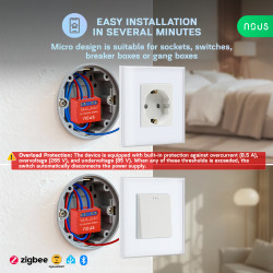 set 2 relee smart nous b6z zigbee,1 canal, control aplicatie, compatibil alexa google assistan, protectie suprasarcina
