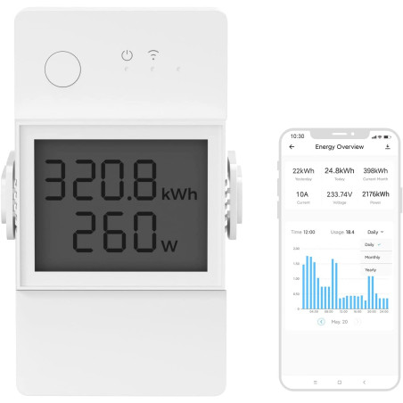 transmitator wifi sonoff thr316d elite, 16a, cu functie de masurare a temperaturii si umiditatii, thr316d