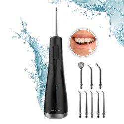 irigator bucal cecotec toothcare jet liberty, 1600 pulsatii, 8 capete diferite, 250ml, 130 psi, 4 moduri, portabil