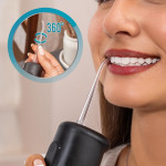 irigator bucal cecotec toothcare jet liberty, 1600 pulsatii, 8 capete diferite, 250ml, 130 psi, 4 moduri, portabil