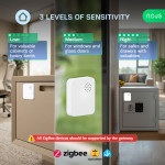 senzor vibratii smart nous e14 zigbee 3.0, alarma anti-efractie cu sirena puternica, notificari aplicatie, compatibil alexa goog