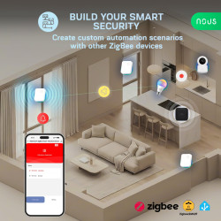 senzor vibratii smart nous e14 zigbee 3.0, alarma anti-efractie cu sirena puternica, notificari aplicatie, compatibil alexa goog