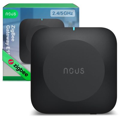 hub smart gateway nous e15 zigbee, wifi 2.4 5 ghz, suport 128 dispozitive, control aplicatie, compatibil alexa google assistant