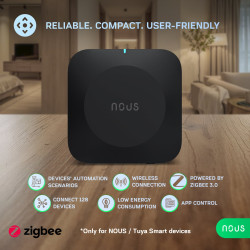 hub smart gateway nous e15 zigbee, wifi 2.4 5 ghz, suport 128 dispozitive, control aplicatie, compatibil alexa google assistant
