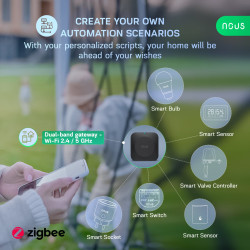 hub smart gateway nous e15 zigbee, wifi 2.4 5 ghz, suport 128 dispozitive, control aplicatie, compatibil alexa google assistant