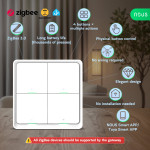 telecomanda smart nous c1 zigbee, 4 butoane, control scene smart, wireless, compatibil alexa google assistant