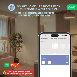 telecomanda smart nous c1 zigbee, 4 butoane, control scene smart, wireless, compatibil alexa google assistant