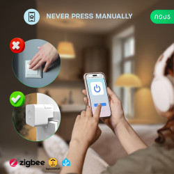 buton smart wireless nous c2 zigbee, dispozitiv automat de apasare butoane, control aplicatie, compatibil alexa google assistant