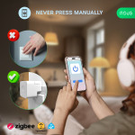 buton smart wireless nous c2 zigbee, dispozitiv automat de apasare butoane, control aplicatie, compatibil alexa google assistant