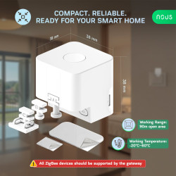 buton smart wireless nous c2 zigbee, dispozitiv automat de apasare butoane, control aplicatie, compatibil alexa google assistant