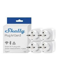 shelly plug m gen3 (pachet 4 prize)- priza inteligenta wi-fi si bluetooth, monitorizare energie, procesor shelly chip, cont