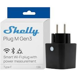 shelly plug m gen3 black - priza inteligenta wi-fi si bluetooth, monitorizare energie, procesor shelly chip, control local