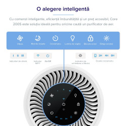 purificator de aer smart levoit core 200s wi-fi, filtru 3 in 1 true hepa, carbon activ, remote control, super silent, alexa, goo