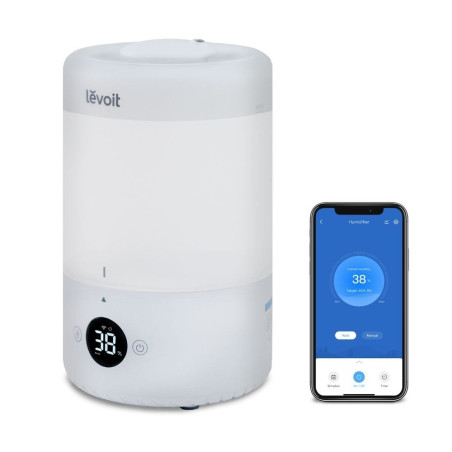 umidificator de aer levoit dual 200s, smart, wi-fi ultrasonic, rezervor 3l, silentios, aromaterapie, functie auto, autonomie 25