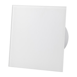 ventilator baie drim o100 s, super silent, debit 93 m3/h, panou sticla schimbabil, clapeta antiretur, garantie 2 ani, alb matt