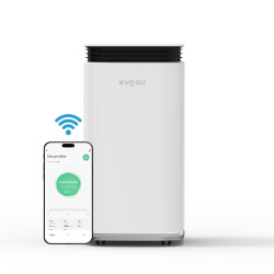 dezumidificator evoair, flexidry 16 smart, 16l/24h, senzor de umiditate, functie ionizare, uscare rufe, rezervor 2.2l, alb