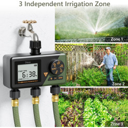 programator automat pentru irigare diivoo wt10m-gn, 3 zone, ip54, functie rain delay