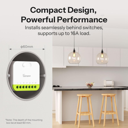 releu smart sonoff mini-zb2gs, zigbee, 2 canale, 16a, alb