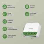 releu smart sonoff mini-2gs, matter, control aplicatie, 2 canale, 16a, wifi, alb releu smart sonoff mini-2gs, matter, control aplicatie, 2 canale, 16a, wifi, alb