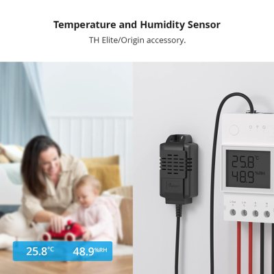 senzor de temperatura si umiditate, sonoff ths01, negru