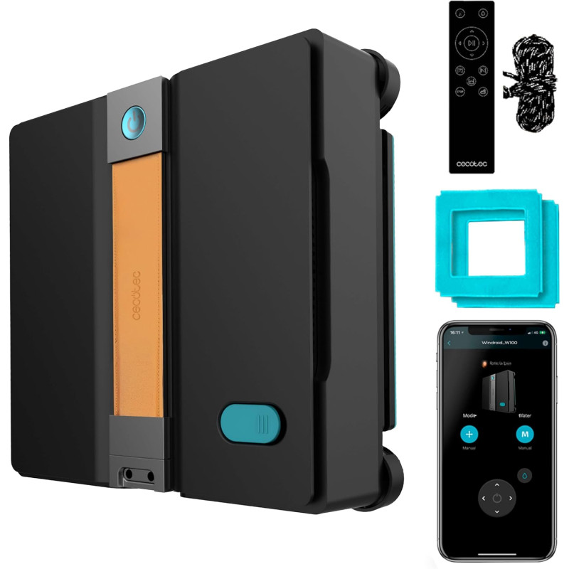 robot curatare geamuri cecotec conga windroid w50 double spray connected, pulverizare dubla, 4 moduri de pulverizare, telecomand