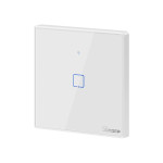 intrerupator inteligent simplu cu touch sonoff t2eu1c tx, wi-fi, compatibil amazon alexa si google assistant, sticla, alb