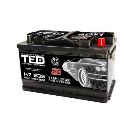 baterie auto 12v 81ah cu start stop, pornire 805a, dimensiuni 315 x 175 x 190 mm borna+ dreapta ted electric ted003829