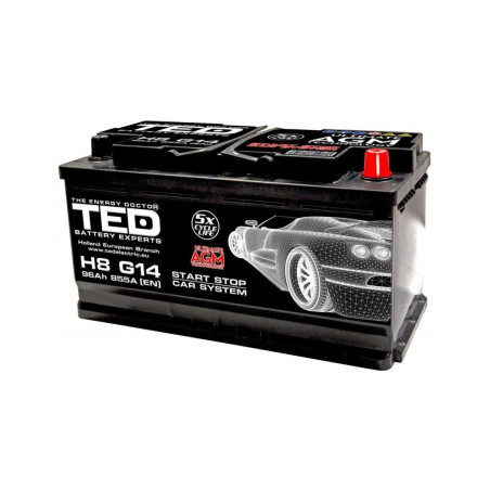 baterie auto 12v 96ah cu start stop, pornire 855a, dimensiuni 353 x 175 x 190 mm borna+ dreapta ted electric ted003836
