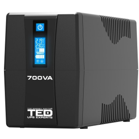 ups 700va 400w cu stabilizator si management, 2x schuko, ecran lcd si acumulator 12v 7ah, ted electric ted003959