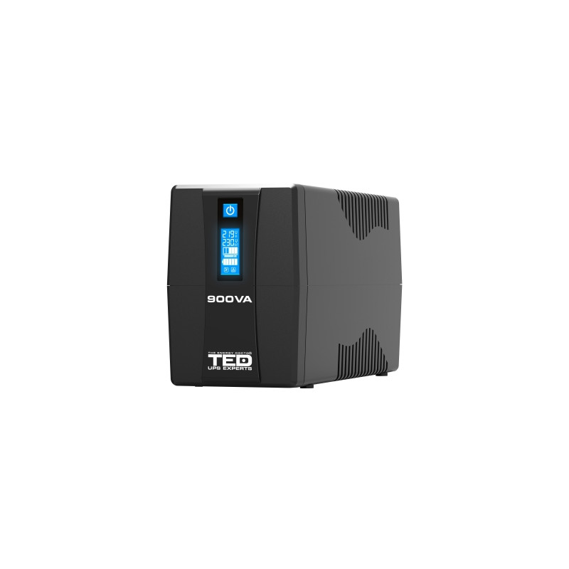 ups 900va 500w cu stabilizator si management, 2x schuko, ecran lcd si acumulator 12v 9ah, ted electric ted003942