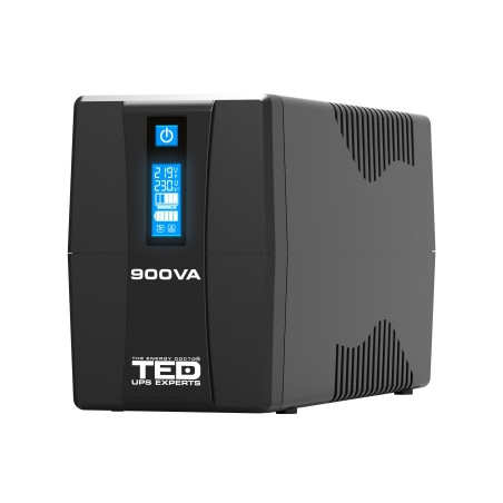 ups 900va 500w cu stabilizator si management, 2x schuko, ecran lcd si acumulator 12v 9ah, ted electric ted003942