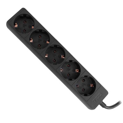 prelungitor 1.5 metri cu 5 schuko, cablu 3x 1.5mm, culoare negru, putere 3680w 16a, ted electric ted001849